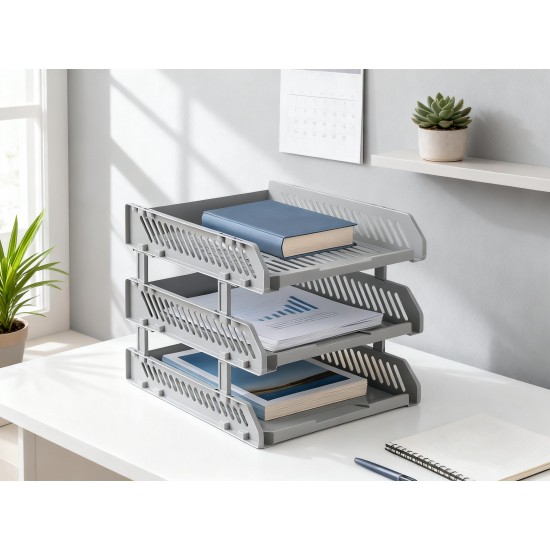 Multifunctional File Rack with Drawers: Desktop Storage for Office Supplies (4/3 Layers)