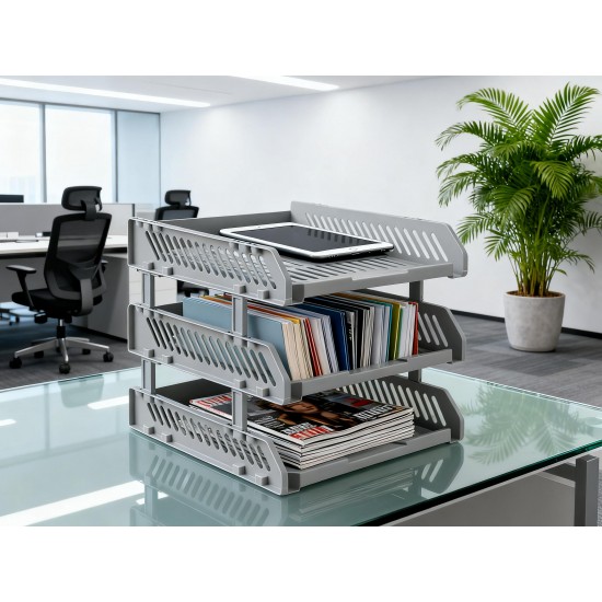 Multifunctional File Rack with Drawers: Desktop Storage for Office Supplies (4/3 Layers)