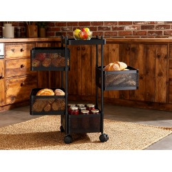 Metal Square High Quality Kitchen Trolley with Wheels (4 Layer / 1 Pc)