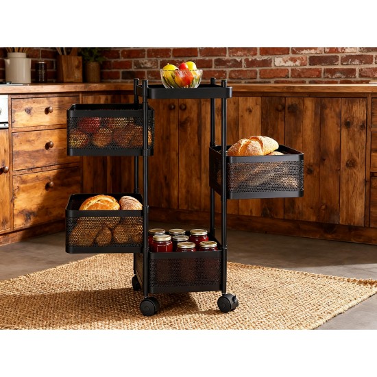 Metal Square High Quality Kitchen Trolley with Wheels (4 Layer / 1 Pc)