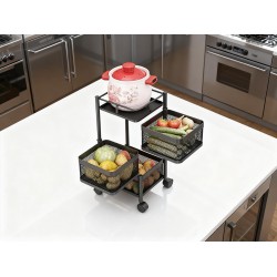 Metal High Quality Kitchen Trolley Kitchen Organizer Items and Kitchen Accessories Items for Kitchen Rack Square Design for Fruits & Vegetable Onion Storage Kitchen Trolley with Wheels (3 Layer)