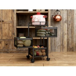 Metal High Quality Kitchen Trolley Kitchen Organizer Items and Kitchen Accessories Items for Kitchen Rack Square Design for Fruits & Vegetable Onion Storage Kitchen Trolley with Wheels (3 Layer)