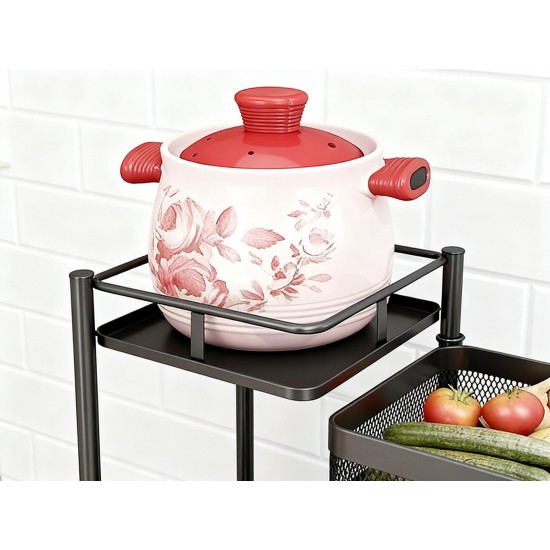 Metal High Quality Kitchen Trolley Kitchen Organizer Items and Kitchen Accessories Items for Kitchen Rack Square Design for Fruits & Vegetable Onion Storage Kitchen Trolley with Wheels (3 Layer)