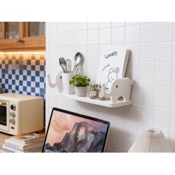 Multifunctional Elephant-Shaped Wall Shelf – No-Punch Mini Organizer for Kitchen, Bathroom & Bedroom