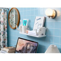 Multifunctional Elephant-Shaped Wall Shelf – No-Punch Mini Organizer for Kitchen, Bathroom & Bedroom