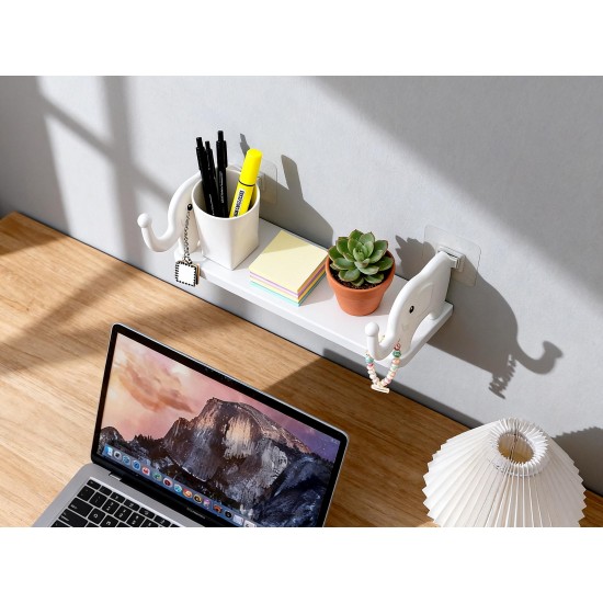 Multifunctional Elephant-Shaped Wall Shelf – No-Punch Mini Organizer for Kitchen, Bathroom & Bedroom